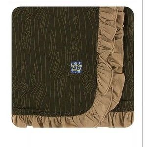 Kickee Pants Ruffle Edge Stroller Baby Blanket In Brown Petrified Wood Color New